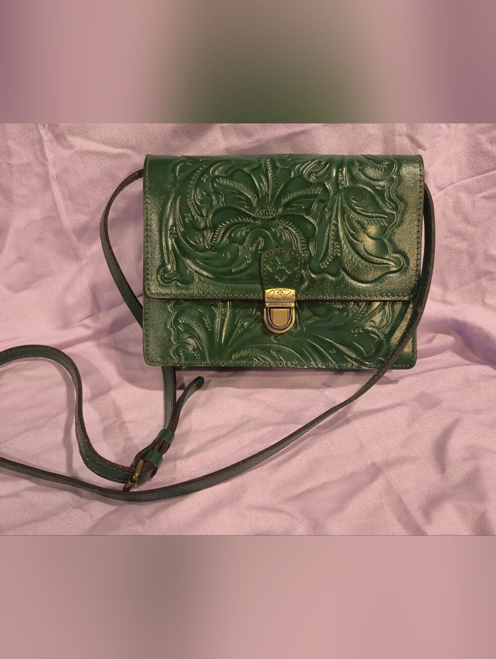 Patricia Nash Tooled Leather Crossbody Bag - Green